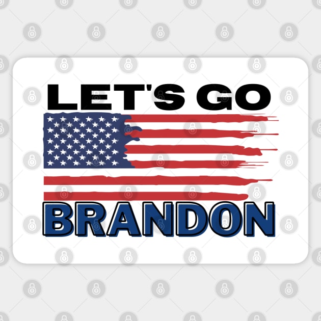 Let's Go Brandon American Flag Graphic Design Sticker by AdrianaHolmesArt